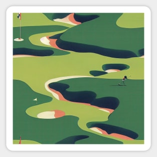 Retro Golf Course with Wes Anderson Colors Sticker